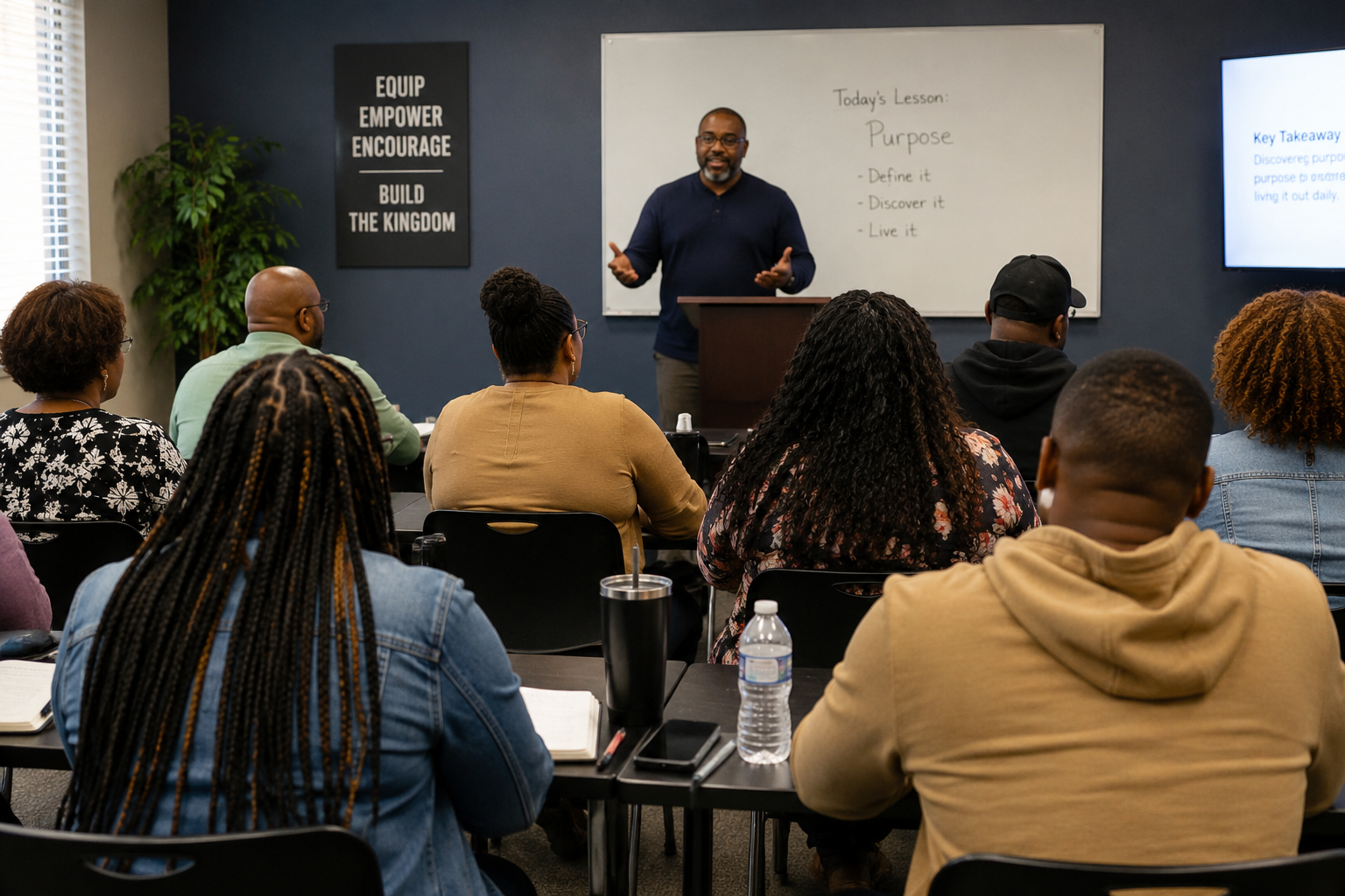 Students learning in a Bible classroom